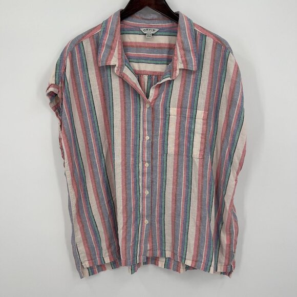 Orvis Women's XXL Striped Button-Up Shirt Linen & Rayon - Picture 2 of 6